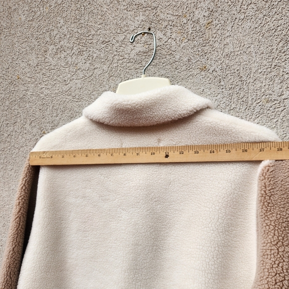 REBECCA MINKOFF Women's Teddy Sherpa Shirt Jacket Extra Large Cream Tan Faux Fur - Picture 7 of 11